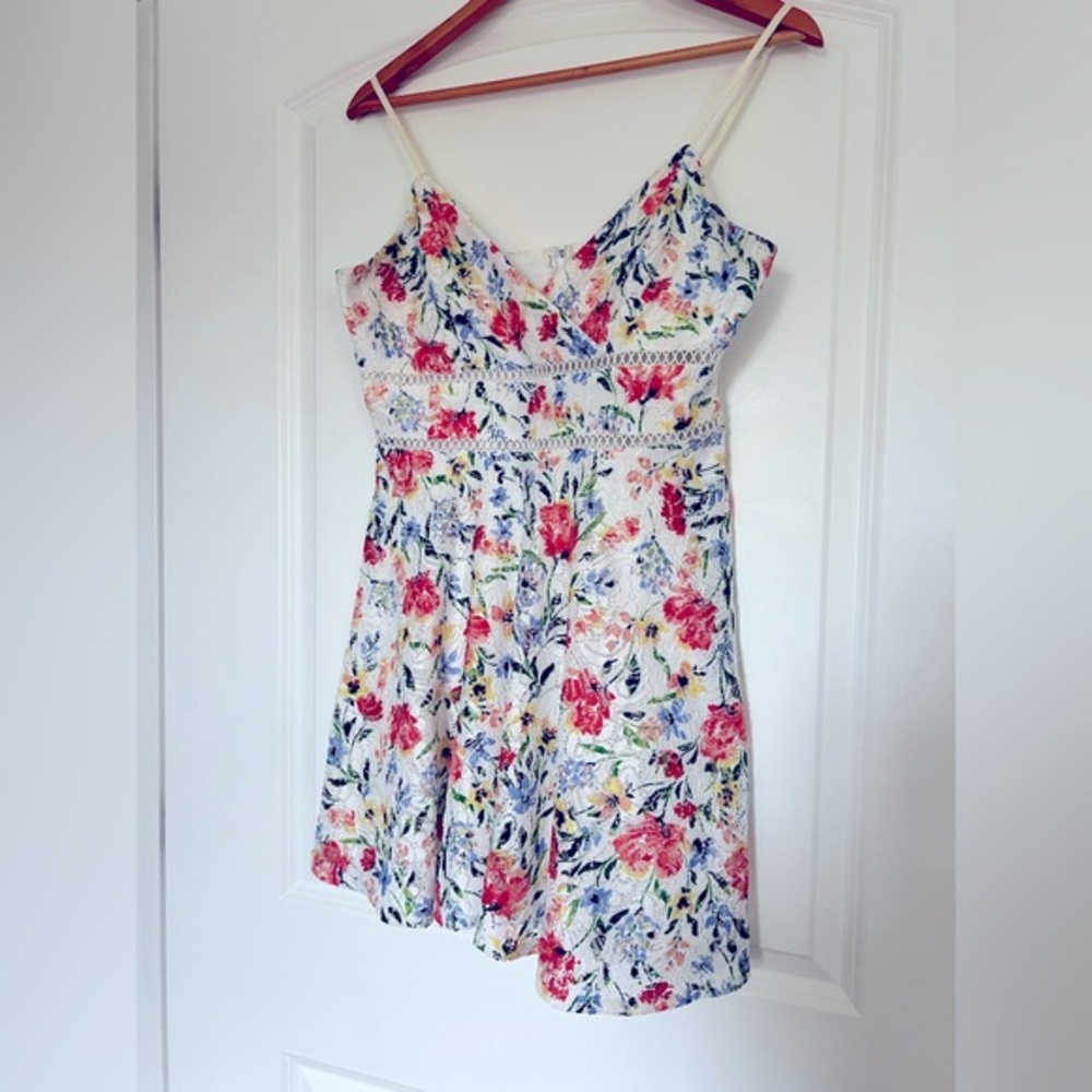 Blue Rain Floral Lace Fit and Flare Dress
